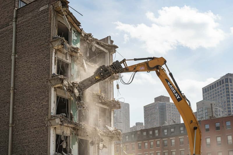 Structure demolition on site.