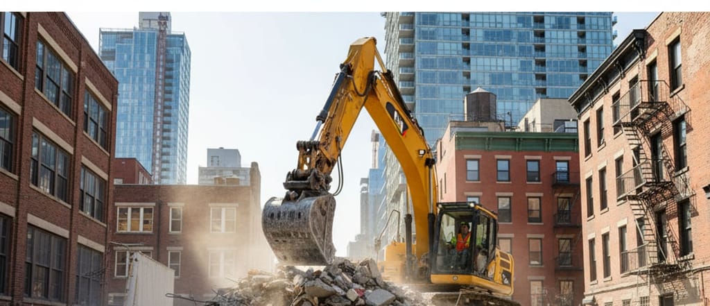 Construction and demolition debris cleared, sorted and hauled.