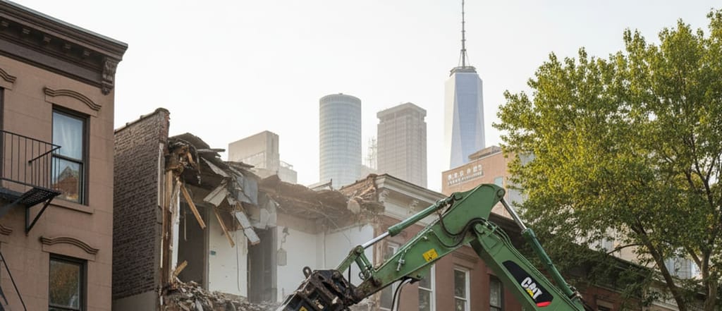Whole dwellings taken down under permit, lot cleared to grade.