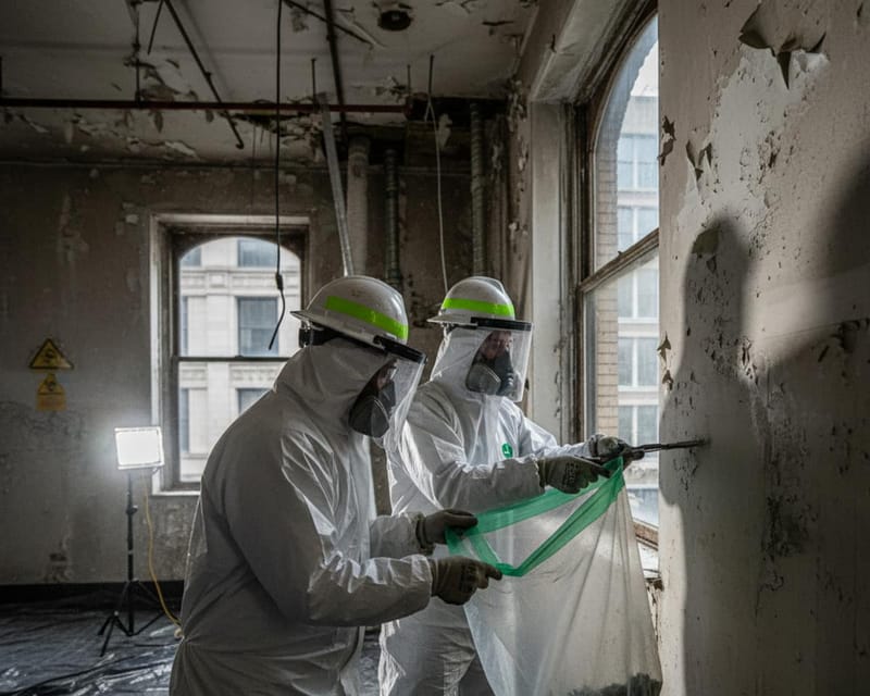Asbestos and hazardous material under way on a New York job.