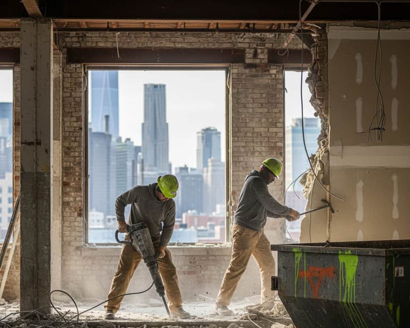 Commercial demolition under way on a New York job.