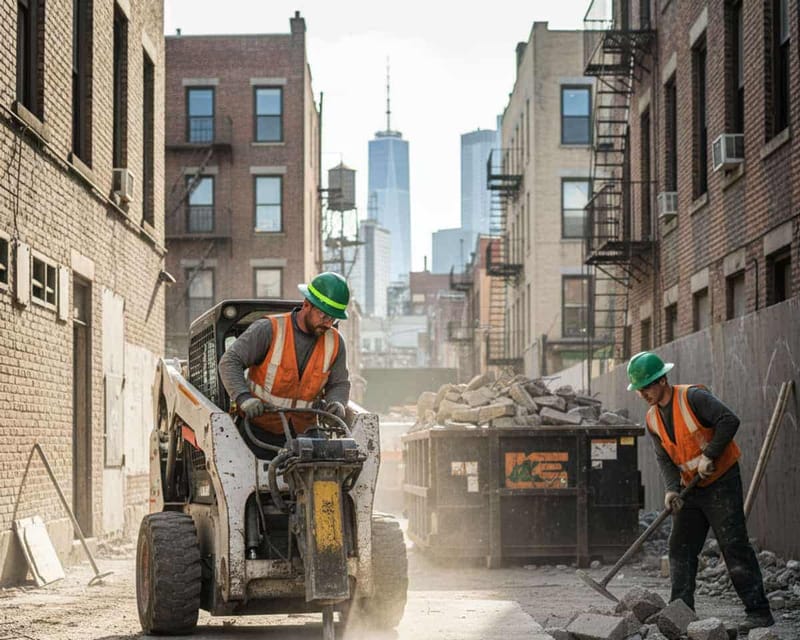 Concrete removal under way on a New York job.