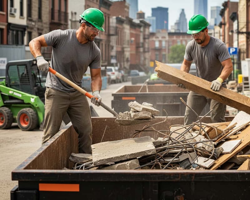 Debris removal under way on a New York job.
