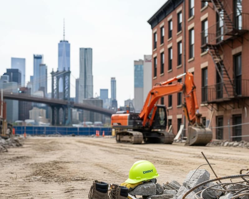Demolition site preparation under way on a New York job.
