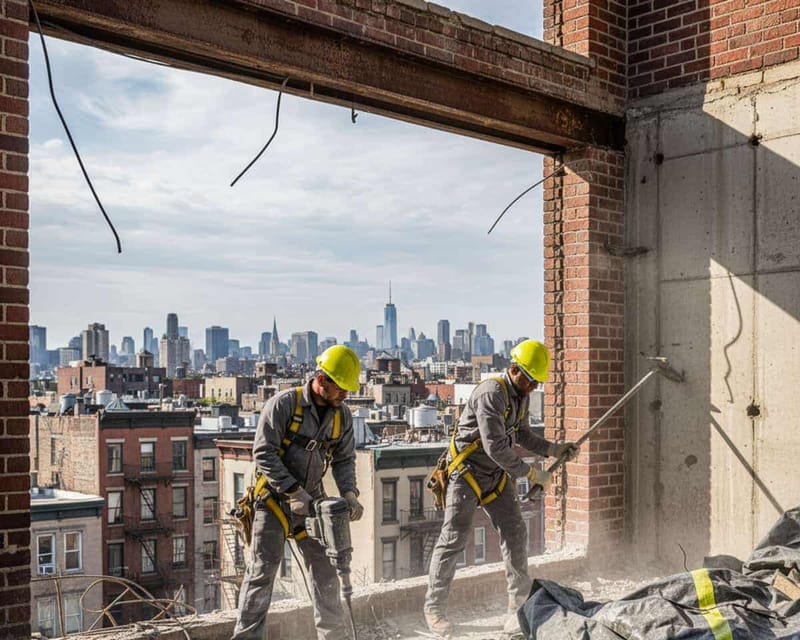 High-rise and multi-storey demolition under way on a New York job.