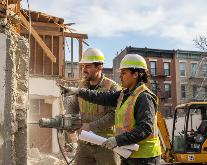 House demolition under way on a New York job.