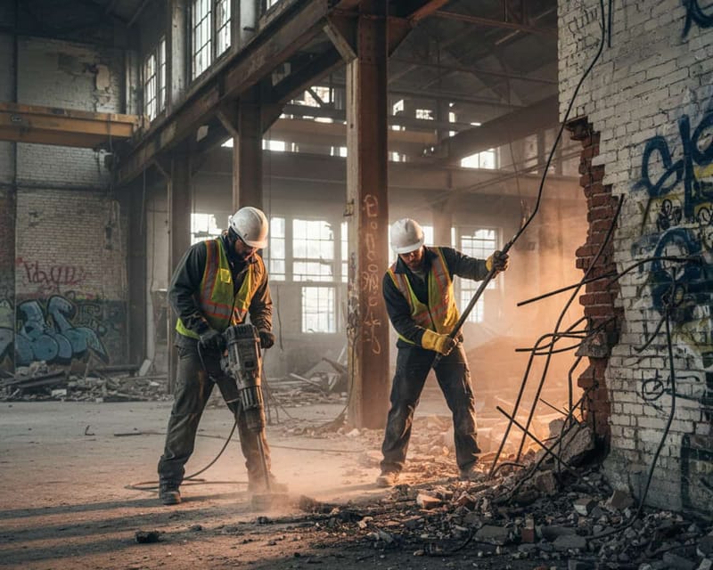 Industrial demolition under way on a New York job.